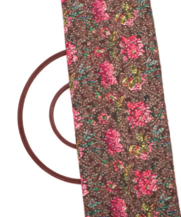 brown floral digital print chikan work georgette fabric 1